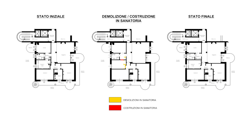 Esempio di disegno per una CILA in sanatoria a Milano: stato di fatto e confronto